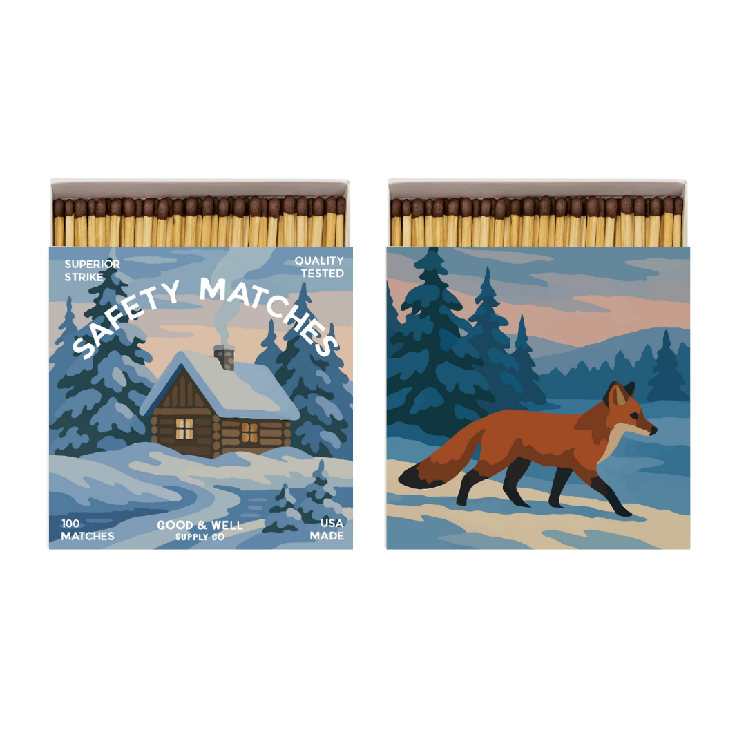 Cabin &amp; Fox in Snow Square Matchbox