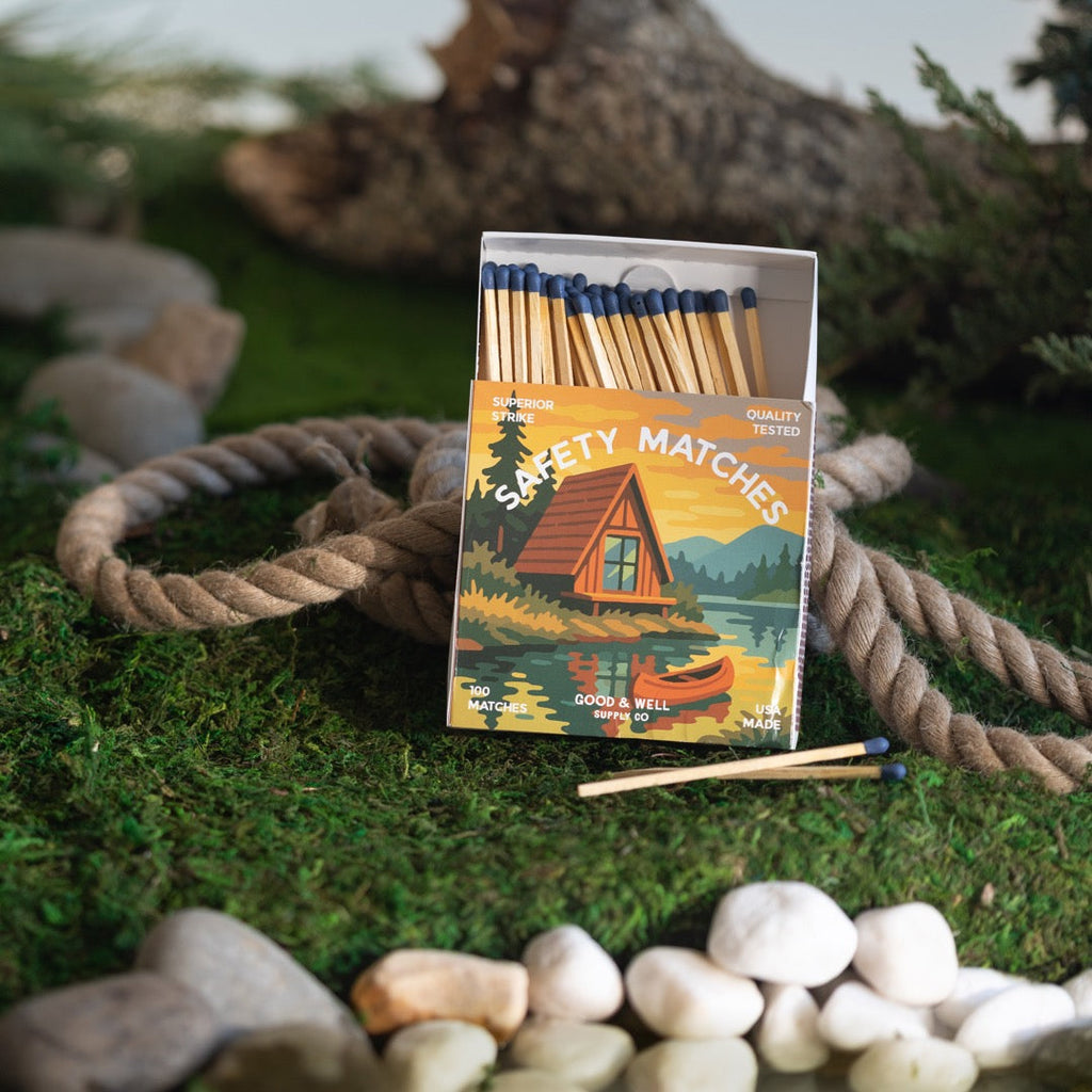 A-Frame Cabin &amp; Bear Square Matchbox