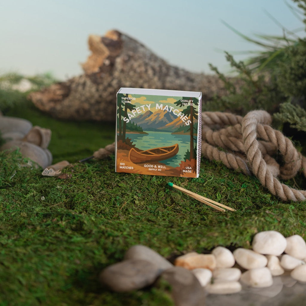 Canoe &amp; Deer Square Matchbox